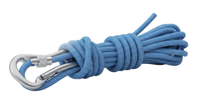 Durable static climbing rope with carabiner for safety and versatile outdoor activities and rescue operations