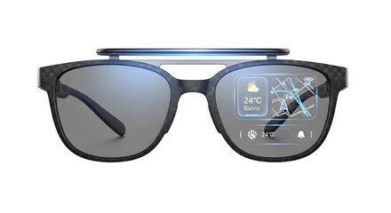 Smart glasses displaying weather and navigation information clearly