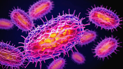 Macro style bacteria image with depth of field for realistic microbiology concept.