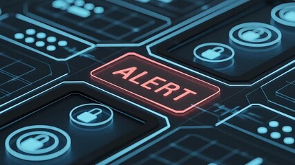 Animated alert graphic on a digital interface with lock icons for technology data security and system warning concepts. - Powered by Adobe