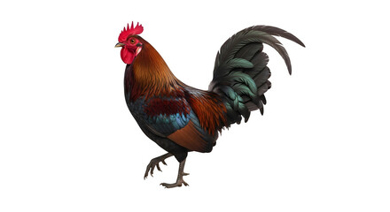 Fototapeta premium Majestic rooster with vibrant plumage struts against