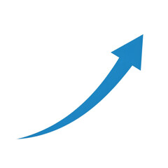 Blue upward curving arrow curve growth isolated on a transparent background