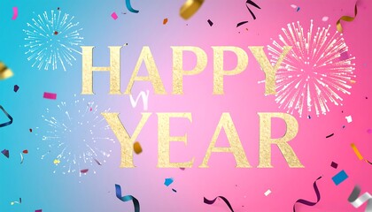 Festive New Year's greeting, colorful background