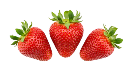 Three fresh strawberries ready to eat