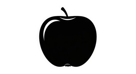 Obraz premium Sleek black apple silhouette icon for digital and print projects symbolizing healthy choices and technology innovation