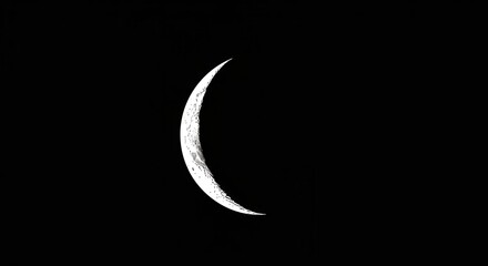 Illuminated crescent moon against deep black sky a serene celestial view of lunar phases and nighttime beauty