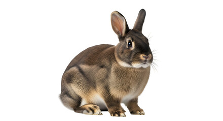 Obraz premium Adorable brown rabbit sitting against a plain