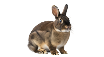 Brown rabbit sitting against a in a studio shot