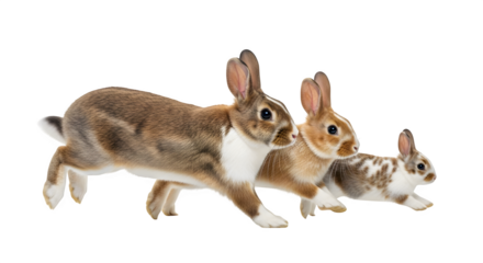 Three adorable rabbits running together