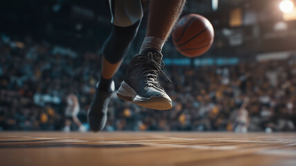 Basketball Player Dribbling on Court Professional Athleticism Sports Game