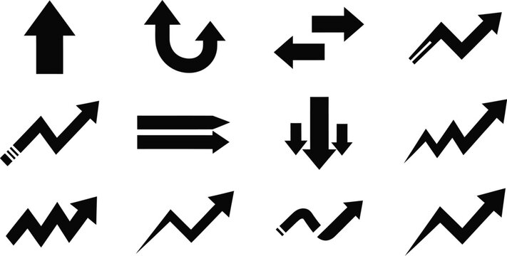 Collection of black arrow icons pointing in different directions, representing various movements and choices