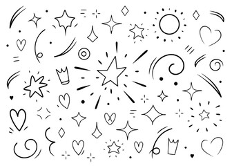 Fototapeta premium Collection of hand drawn brush stroke style marker arrows and pointer elements featuring a textured artistic design with bold outlines and dynamic shapes for creative projects