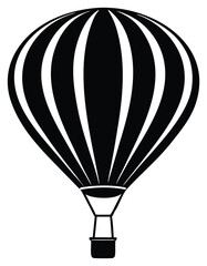 Obraz premium Black and white vector illustration of a hot air balloon in the sky