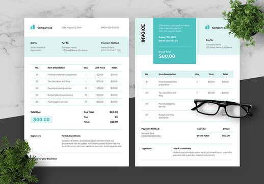 Green And Black Accounting Invoice