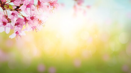 Obraz premium Cherry Blossom Branch on Bokeh Background.