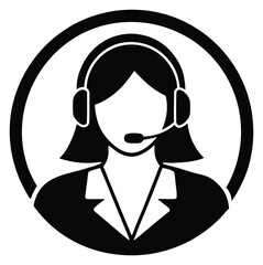 Female call center agent with headset icon vector illustration design