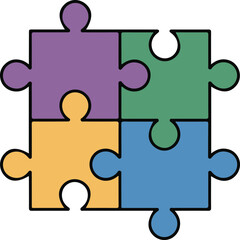 Obraz premium jigsaw, puzzle, icon, problem, solving, solution, teamwork, strategy, connection, simple, minimal, color, illustration, vector