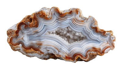 A banded agate slice, colorful and intricate