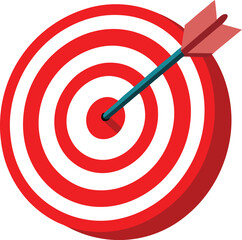 Archery target with arrow hit goal achievement vector