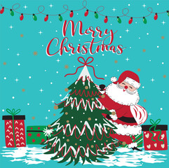 New  Santa Claus with christmas tree and gifts design isolated 2026