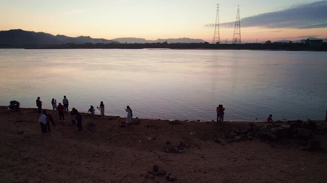 Aerial photography of the Qingyuan Hub Water Conservancy Project on the Beijiang River in Guangdong during the dry season