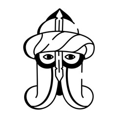 A hand drawn style icon representing a soldier

