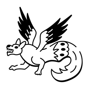 A sketchy style icon showing a simurgh

