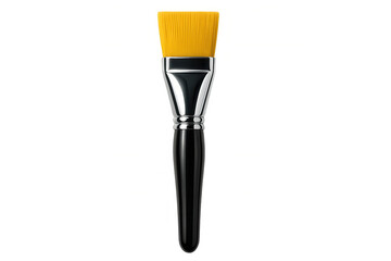 Clean, new yellow paint brush with black handle isolated on transparent background, ready for painting and creative projects