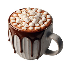 Hot chocolate with drizzle, white background isolated