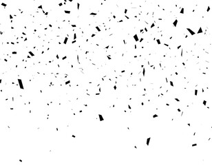 Black confetti falling white background