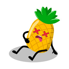 Cute Hand Drawn Passed Out Pineapple Fainted