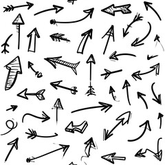 A collection of hand-drawn arrows in various styles and directions (1)