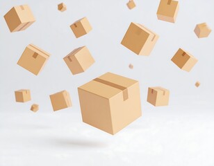 Obraz premium Cardboard boxes floating in the air
