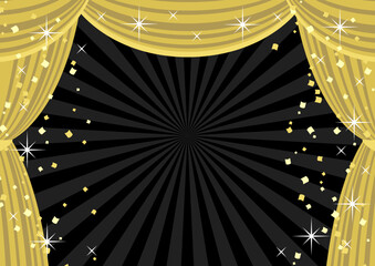 ブラックフライデー背景、横、集中線、イラスト、かわいい、金幕