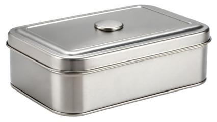 Silver Rectangular Metal Storage Tin Box with Lid for Kitchen Pantry Snacks