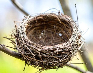 Empty Bird Nest in Tree Branches Outdoors
