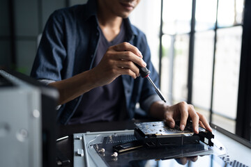 IT Engineer installing Hardware Equipment Development Facility Engineer  Maintenance computer Motherboard Electronic repair shop technology business