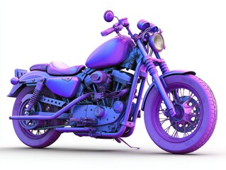 Vibrant Purple and Blue Custom Motorcycle on White Background