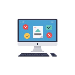 Modern computer screen displays project checklist with successful task completion icons