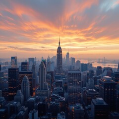 Naklejka premium Dramatic Cityscape at Sunset
