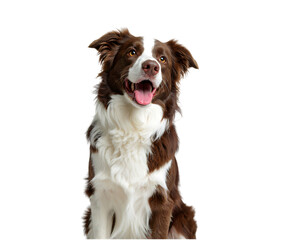 Happy border collie dog portrait isolated on transparent background