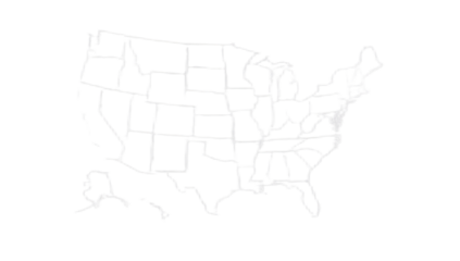 Simple, light gray outline map of the United States, showing state borders.
