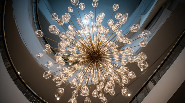 Grand chandelier in a spiral staircase - Powered by Adobe