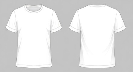 Naklejka premium Blank white tshirt mockup, front and back view isolated on white background