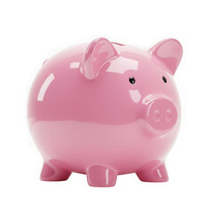 Fototapeta premium Shiny pink piggy bank isolated on transparent background