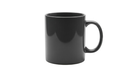 A simple black ceramic mug sits on a black background ready for your creative design