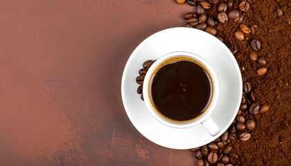 Rich aroma of freshly brewed coffee with a rustic brown texture backdrop
