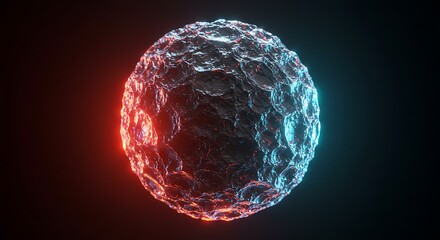 Global 3D animated sphere of planet Earth in blue and black space, a cosmic globe illustration in the night sky