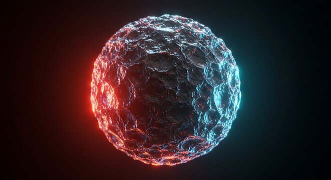 Global 3D animated sphere of planet Earth in blue and black space, a cosmic globe illustration in the night sky