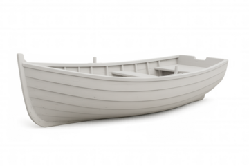 Classic white wooden rowboat isolated on transparent background, perfect for maritime or nautical themed projects